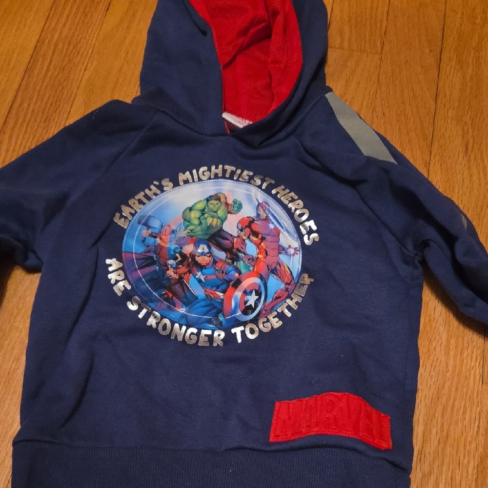 Marvel Kids Navy Hoodie with Superhero Design S4t Fits Like 3t